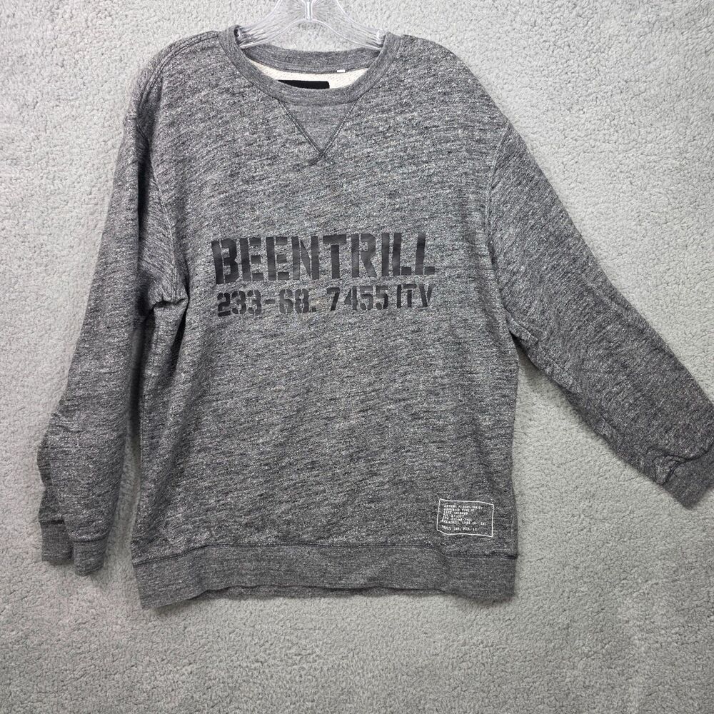 Been Trill Men's Gray Sweatshirt Embroidered #13 On back Size L
